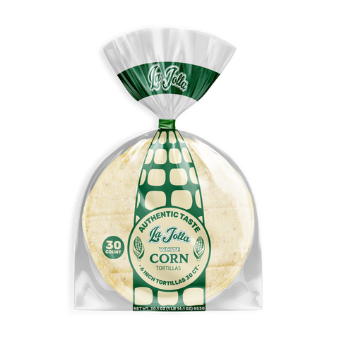 La Jolla Tortilleria white corn tortillas 6 inch 30 count package front