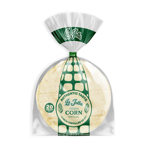 La Jolla Tortilleria white corn tortillas 6 inch 20 count package front